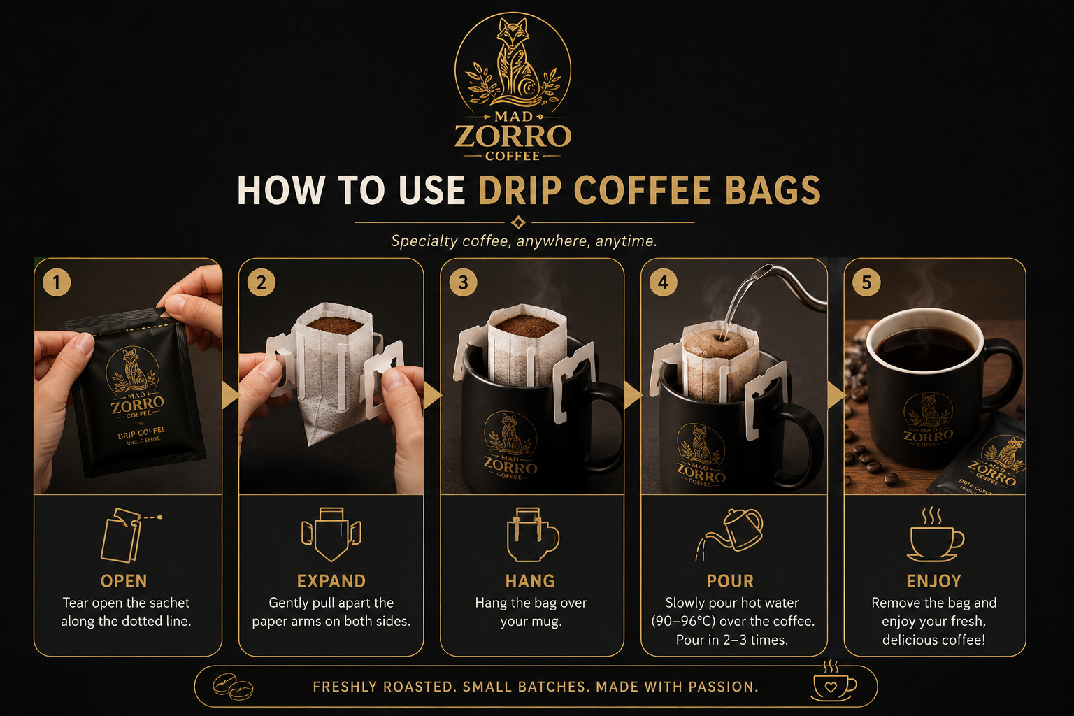 Mad Zorro Coffee – Single Serve Drip Bag (Sachet)